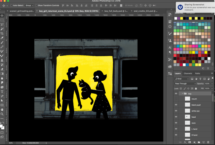 screenshot of photoshop file with animation assets